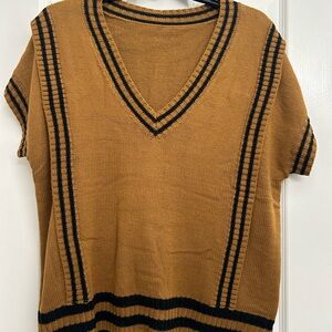Mustard and Black Striped Knit Top
